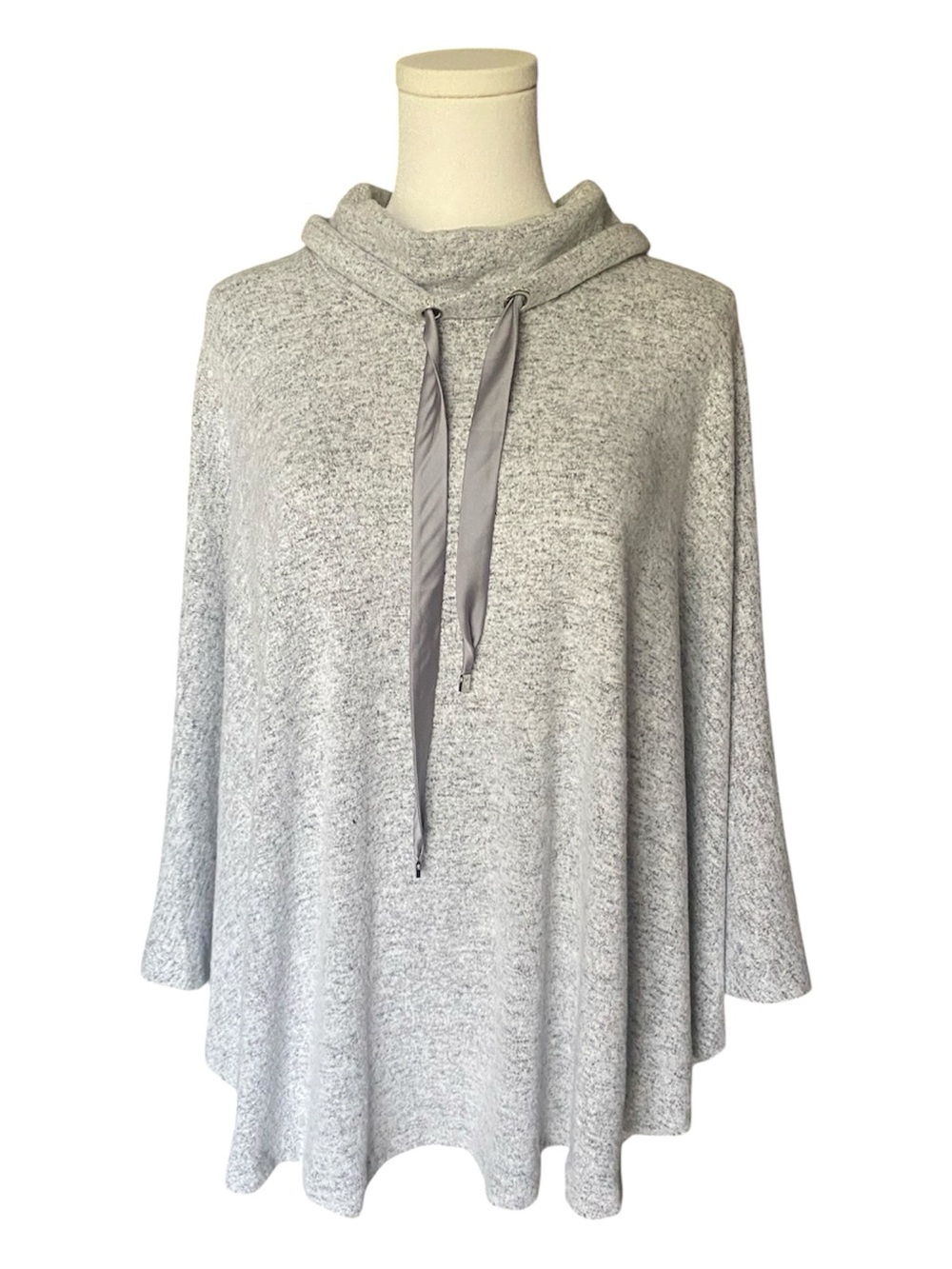 White House Black Market Gray Cowl Neck Knit Poncho with Bag